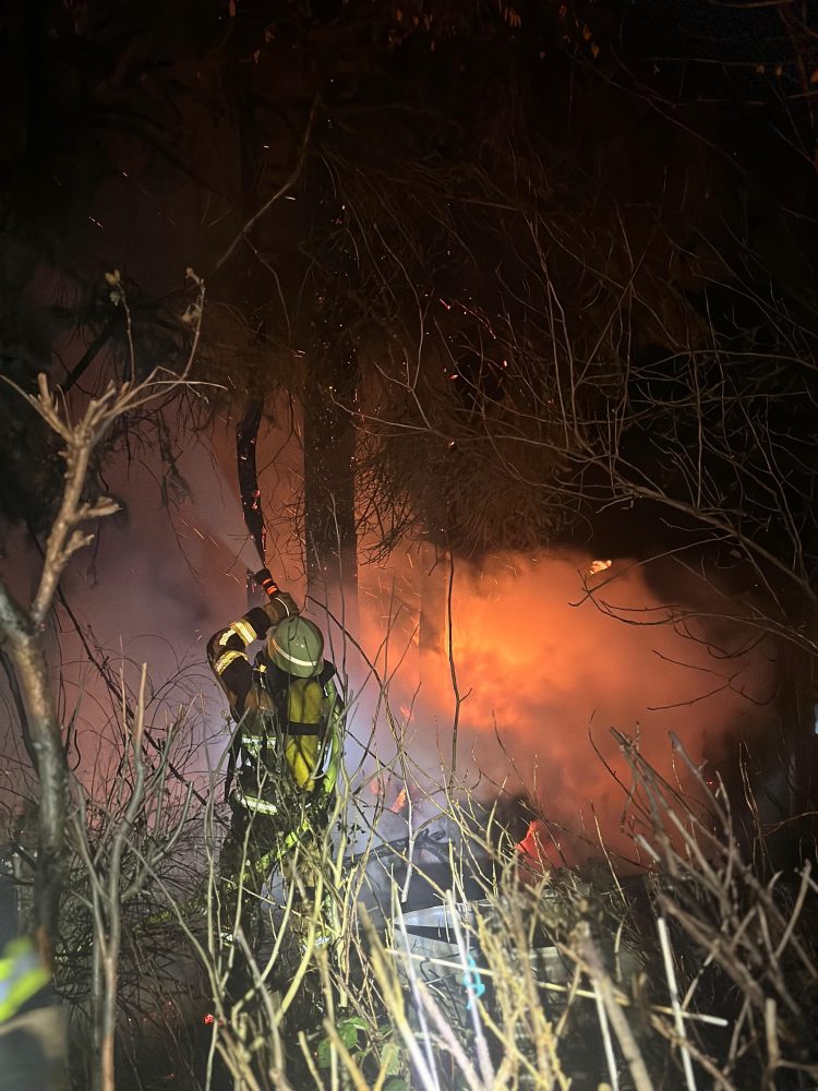 Brand einer Gartenlaube am Heilig Abend in Essen-Frintrop - Feuer greift auf umliegendes Gehölz über