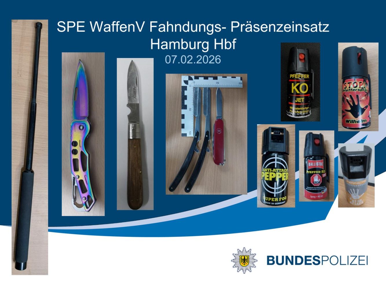 Bundespolizei und der Landespolizei Hamburg zur Gewaltprävention und zur Kontrolle des Waffenverbots im ÖPNV