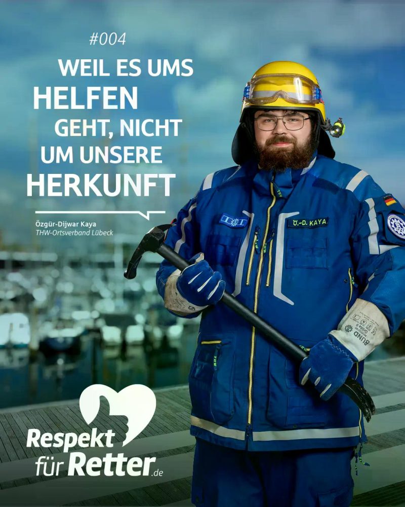 THW Lübeck beteiligt sich an Kampagne „Respekt für Retter“ – Vier Einsatzkräfte aus dem Ortsverband geben dem Bevölkerungsschutz ein Gesicht